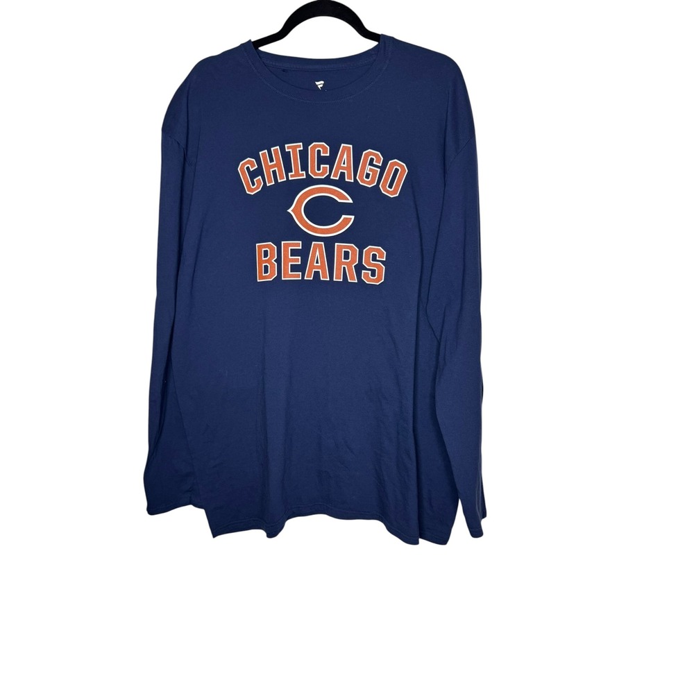Fanatics Chicago Bears Long Sleeve T-Shirt Mens 2XL Navy Blue NFL Graphic Tee